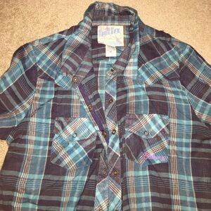 Billabong Blue Plaid Button Down Shirt